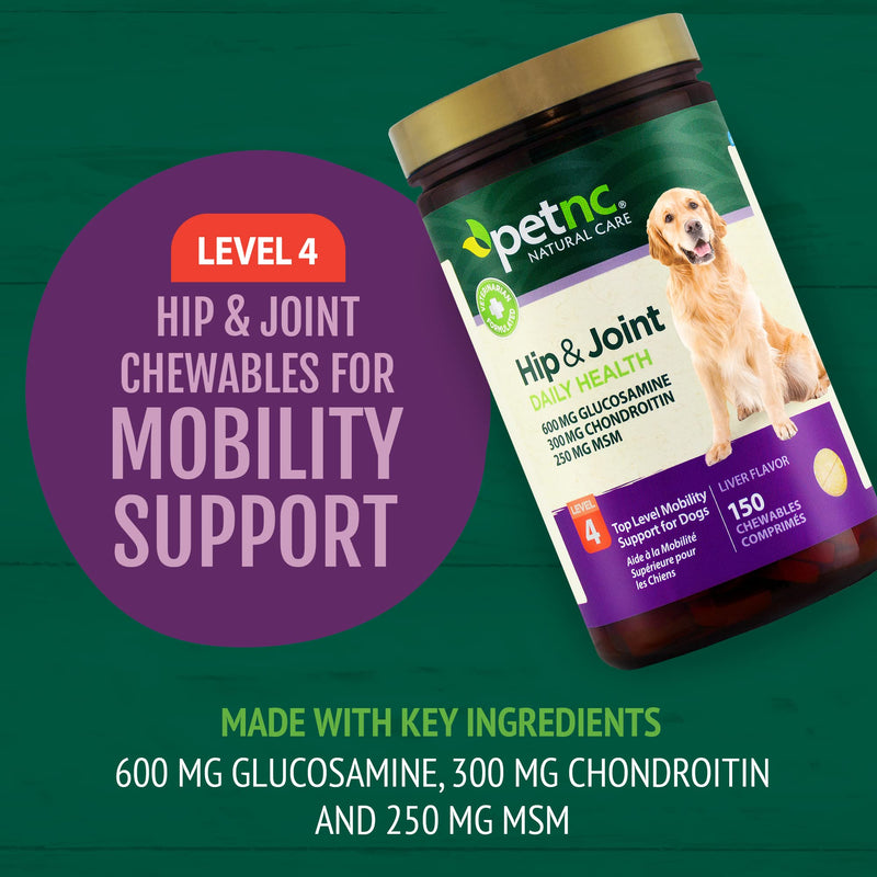 PetNC Natural Care Hip and Joint Health Advanced Chewables for Dogs 150 count - BeesActive Australia