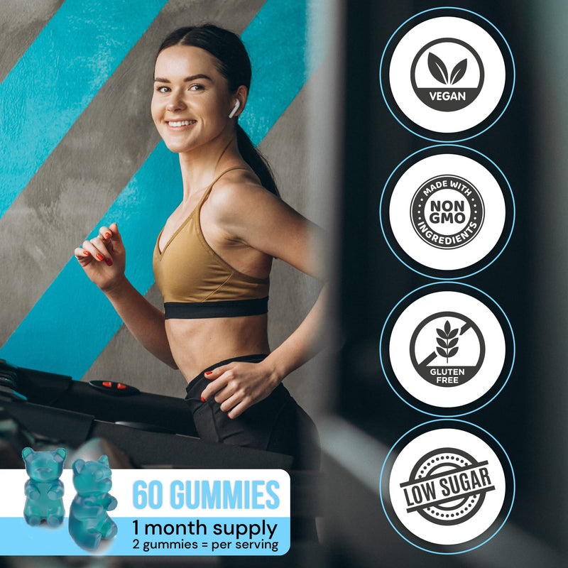 Creatine Monohydrate Gummies 4000mg for Men & Women - 60 Chewable Creatine Gummies (1 Months Supply) - Natural Blueberry Flavoured Creatine, Pre Workout Gym Supplement, Suitable for Vegans - BeesActive Australia