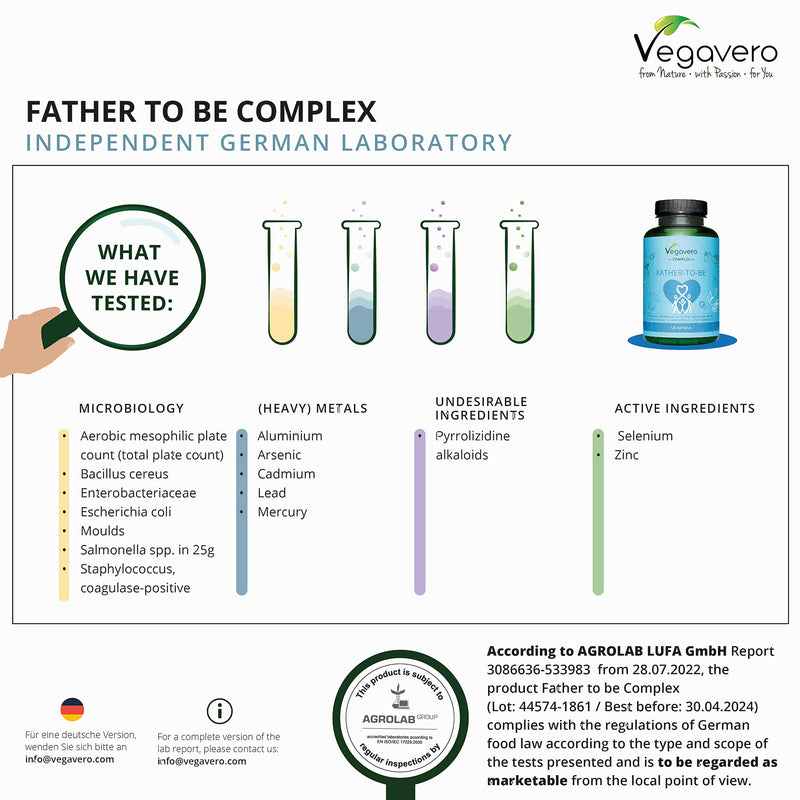 Male Fertility Supplement Vegavero® | 120 Capsules | Conception Vitamins for Men | with Maca, Tribulus, Zinc, L-Arginine, Selenium, Q10 Coenzyme, L-Carnitine, Fenugreek & Vitamins | Vegan - BeesActive Australia