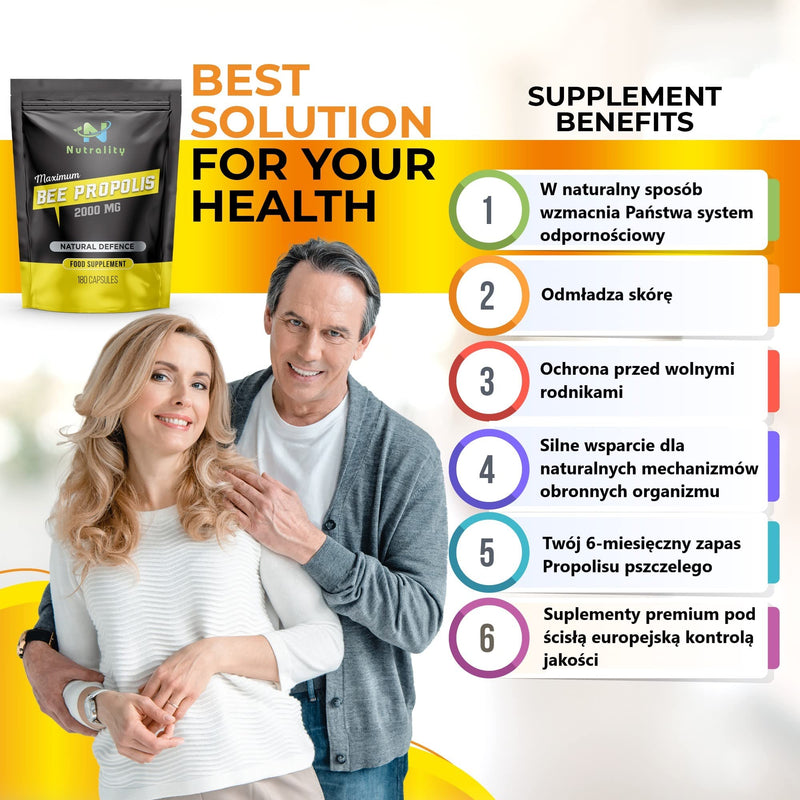 Nutrality Bee Propolis 2000mg - 180 Maximum Strength Capsules (6-Month Serving) - High in Antioxidants for Immune System Support - Natural Antibiotic, 100% Vegetarian, Allergen Free Supplement - BeesActive Australia