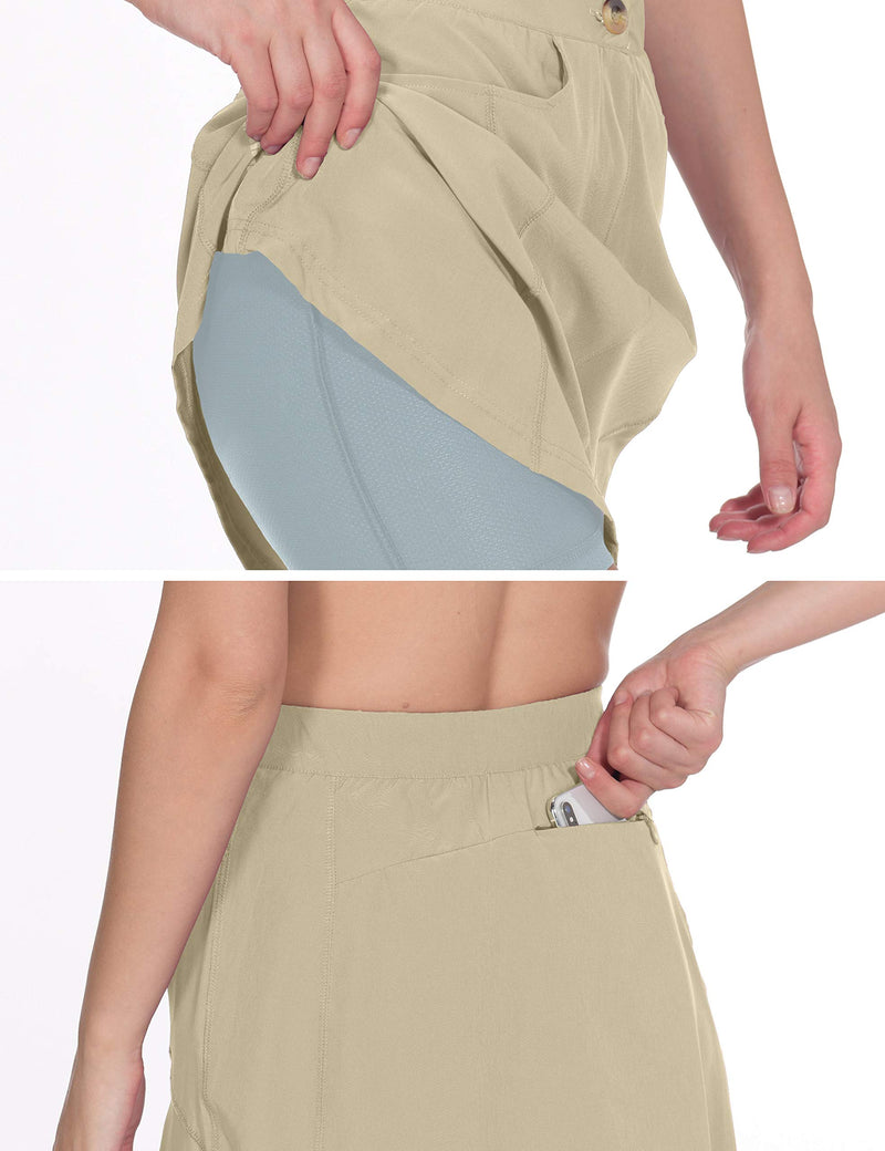 [AUSTRALIA] - Little Donkey Andy Women's Athletic Skort Build-in Shorts with Pockets UPF 50+ Golf Tennis Sports Casual Skirt 3.khaki X-Large 
