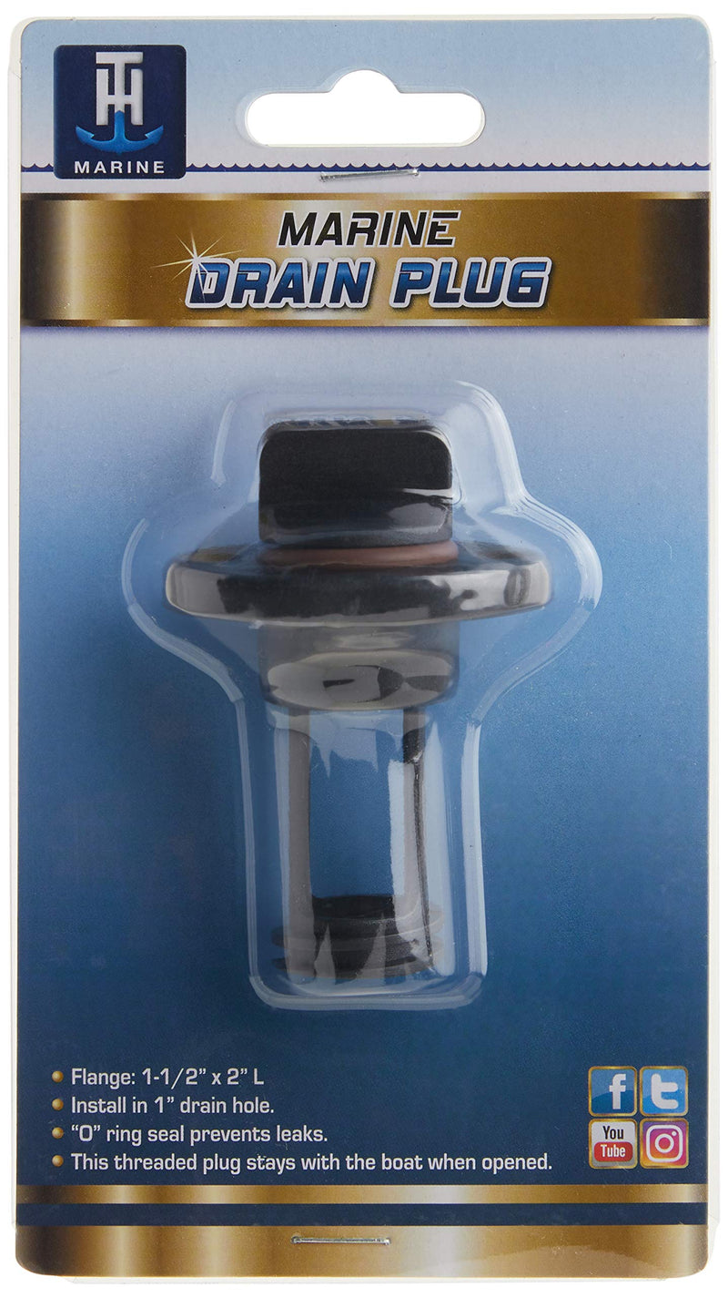 T-H Marine DP-1-DP Self-Retaining Boat Transom Drain Plug - Black - BeesActive Australia