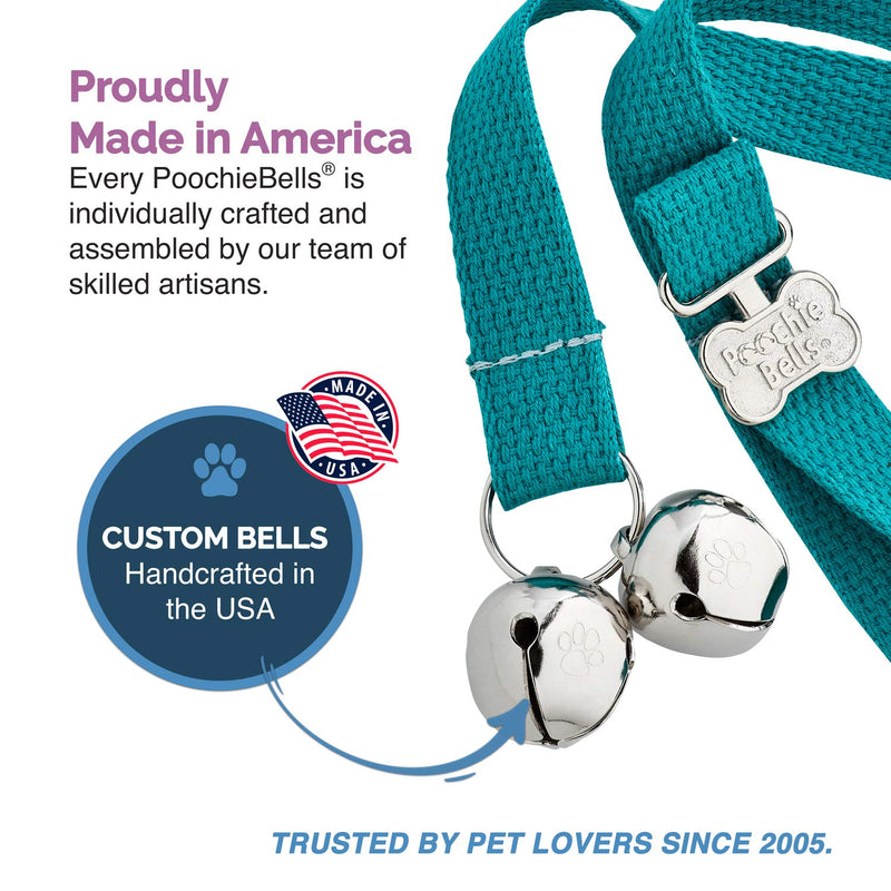 PoochieBells The Original Dog Potty Training Doorbell, Premium Cotton Webbing Collection Teal - BeesActive Australia