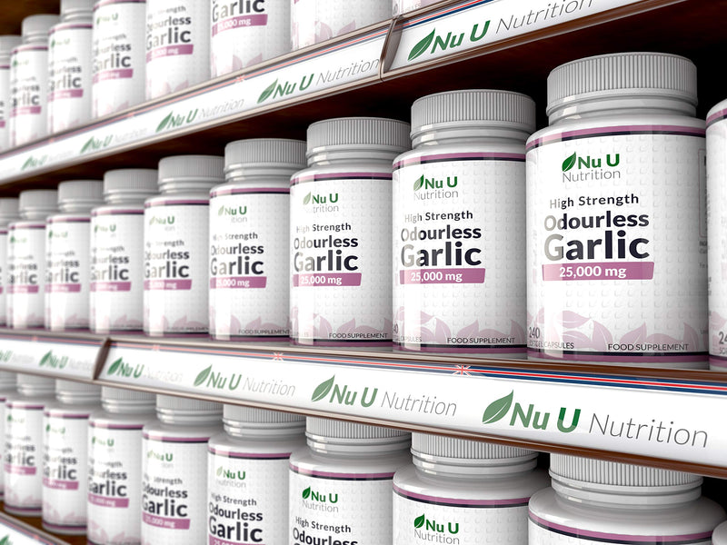 Garlic Capsules Odourless 25,000mg, 240 Softgel Capsules High Strength Garlic Supplement, 8 Month Supply - Deodourised Premium Garlic Oil Extract from Allium Sativum, Provides 6mg of Allicin - BeesActive Australia