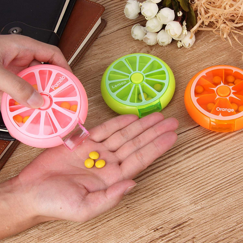 Creative Portable Mini 7 Day Weekly Circular Shape Rotary Cute Fruit Style Pill Storage Case Box（Multicolor） Multicolor - BeesActive Australia