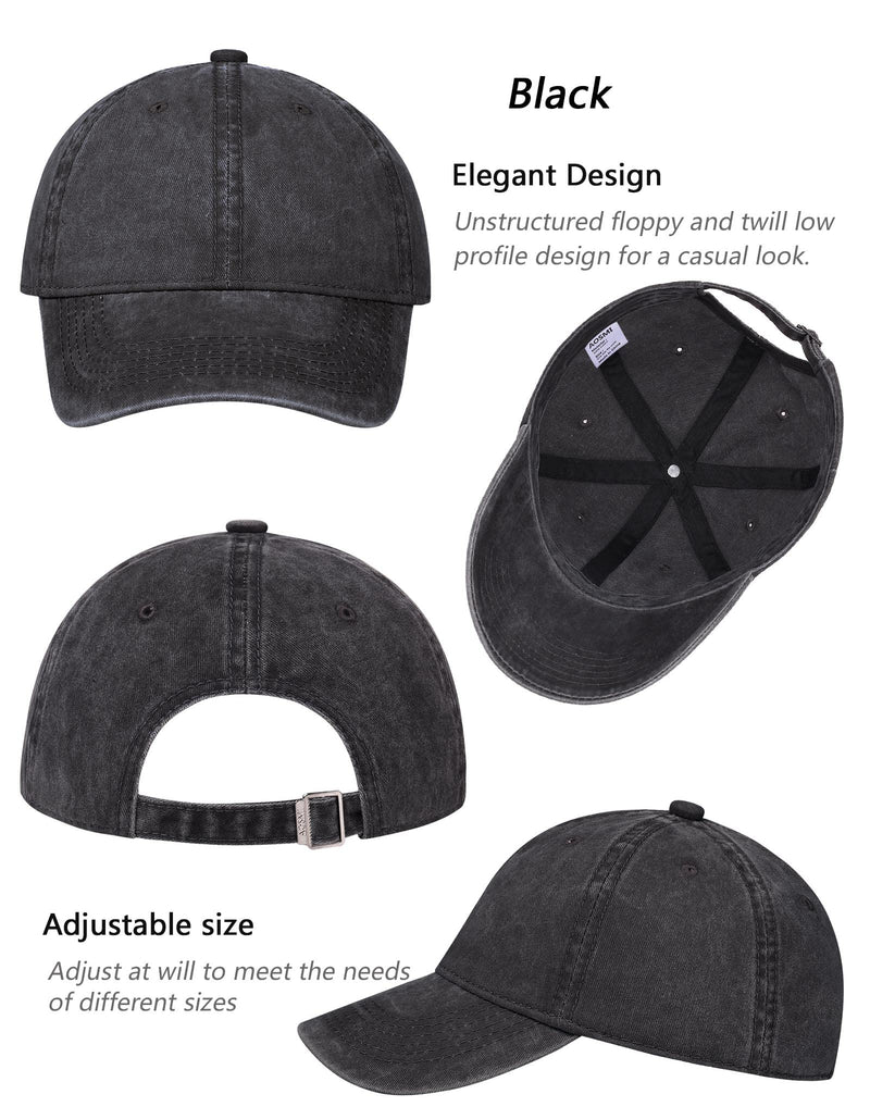 AOSMI 3 Pack Vintage Washed Cotton Adjustable Baseball Caps for Men Women Unstructured Low Profile Plain Classic Dad Hat Black-orange-yellow - BeesActive Australia