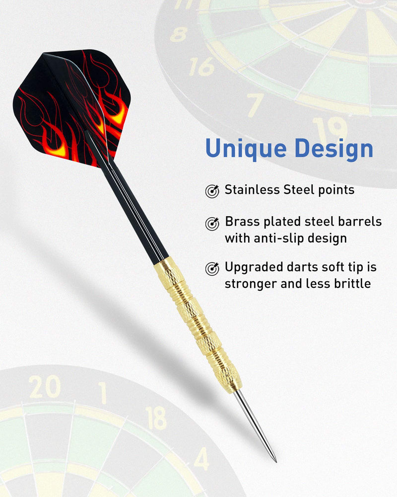 CIKKUE Steel Tip Darts, 18 Pack Premium Professional Dartboard Darts Metal Tip Set (6 Shapes Metal Darts) - BeesActive Australia