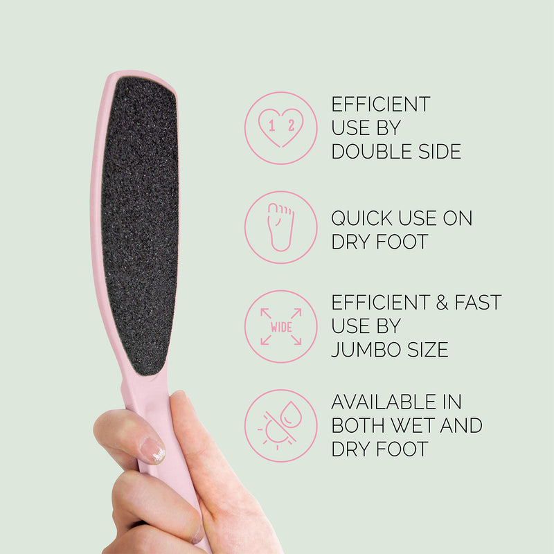 F3 Systems, Wide Emery Foot File, Double-Sided Pedicure Tool, Colossal Foot File for Men & Women, Effective for Cracked Heel, Callus Remover, Foot Scrubber, Professional Foot File, (Pink) Pink - BeesActive Australia