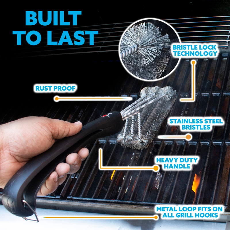 Kona 360/Clean Grill Brush - Powerful 30-Second Grill Cleaner - The World's Best Grill Brush, Bristle | Free of Brass Wire & Safe BBQ Grill Brush, BBQ Brush Accessory for Grill Cleaning Kit - 18 Inch 1 Black - BeesActive Australia