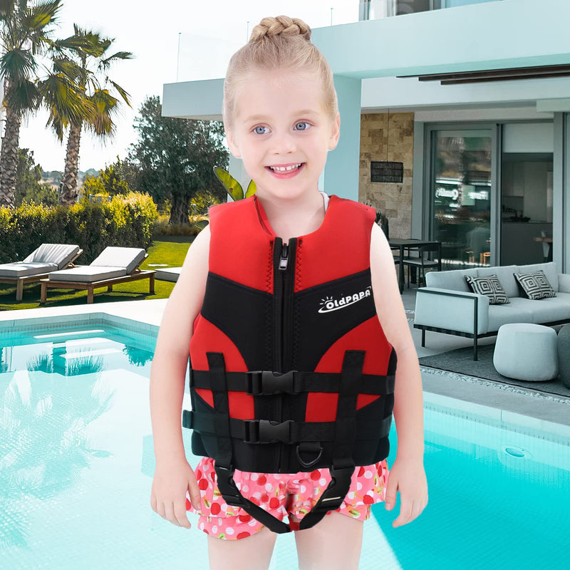 Kid Swim Vest, Toddler Swim Jacket for Children Learn Swimming Training, Neoprene Floation Vest Boys Girls Swimsuit Medium red - BeesActive Australia