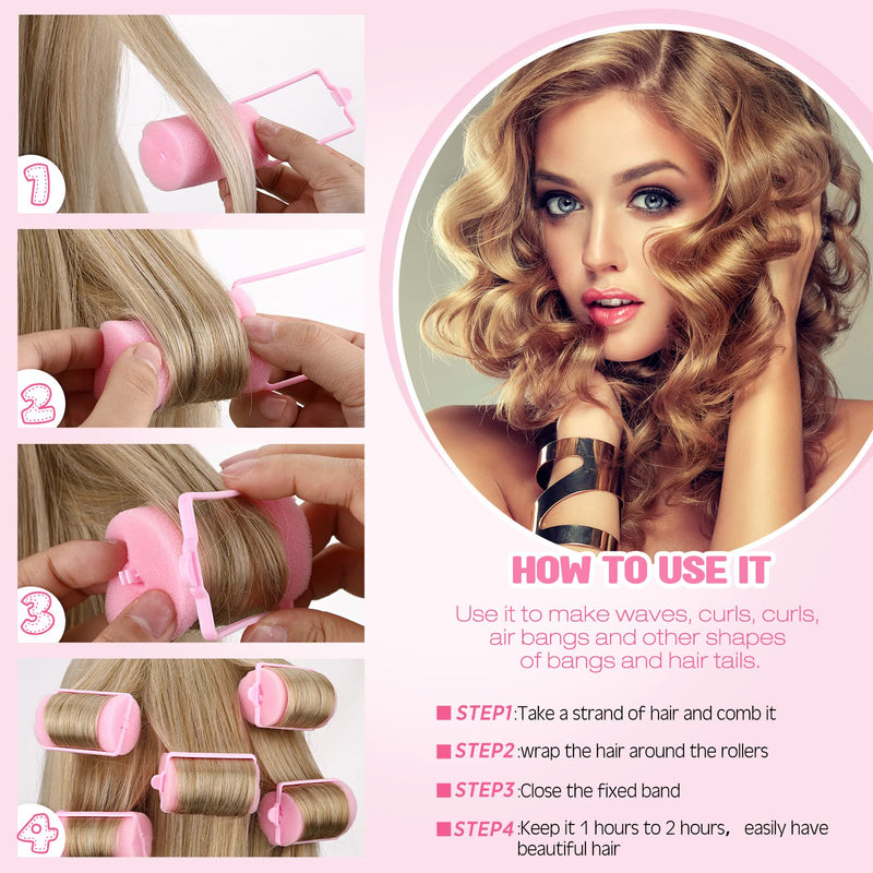 18 Pieces Sponge Hair Rollers Large Soft Foam Hair Styling Curlers 40 mm Large Size Hairdressing Curlers for Women and Kids - BeesActive Australia