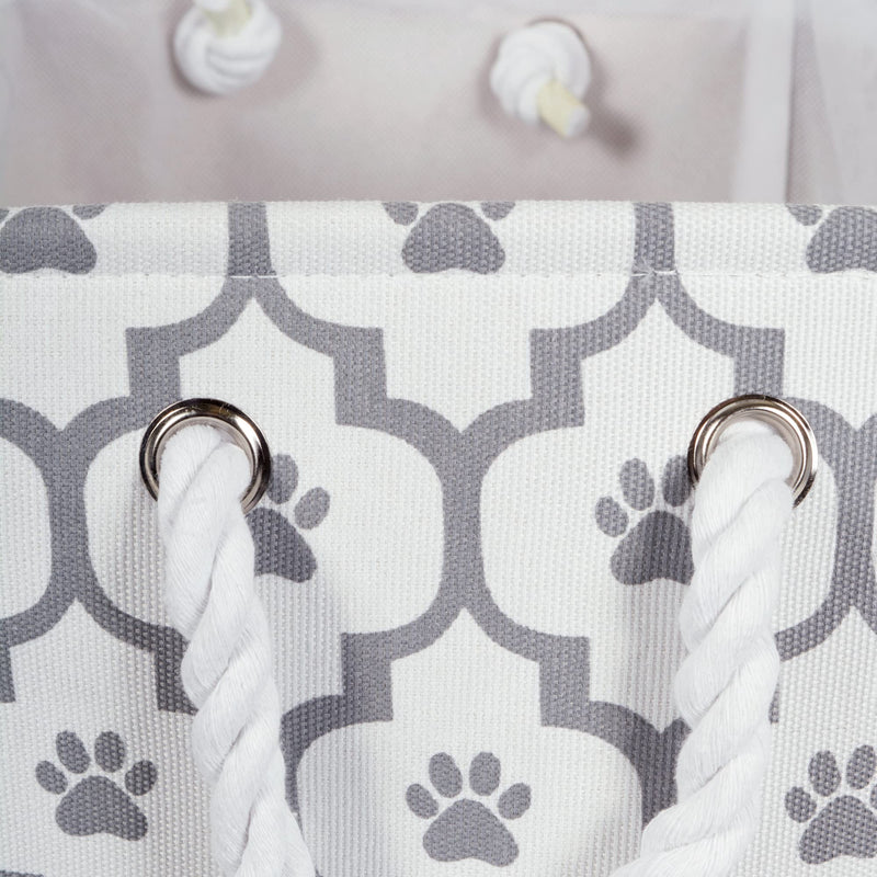 Bone Dry Pet Storage Collection Lattice Paw Print, Small Round, White/Gray - BeesActive Australia