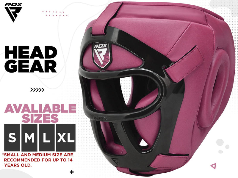 RDX Boxing Headgear MMA Muay Thai, Removable Face Grill, Head Gear for Sparring Grappling Martial Arts Kickboxing Taekwondo Karate BJJ Training Pink Large - BeesActive Australia