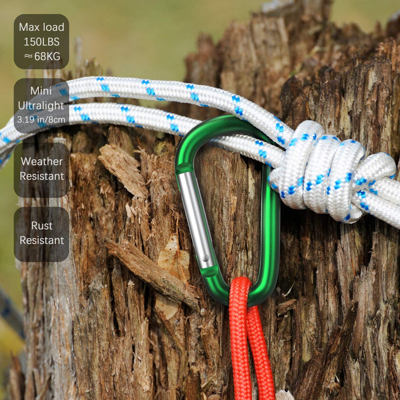 sprookber 3" Aluminum Carabiner D Ring, Caribeener Clips, Spring Snap Hook for Keychain Clip, Set of 10 Multicolor - BeesActive Australia