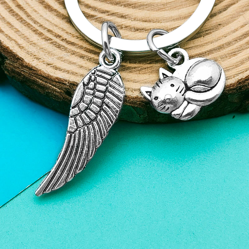 Pet Memorial Sympathy Gift Loss of Cat Keychain Pet Loss Jewelry for Cat Lover Family Friends Pet Owner In Memory of Cat Silver-010 - BeesActive Australia