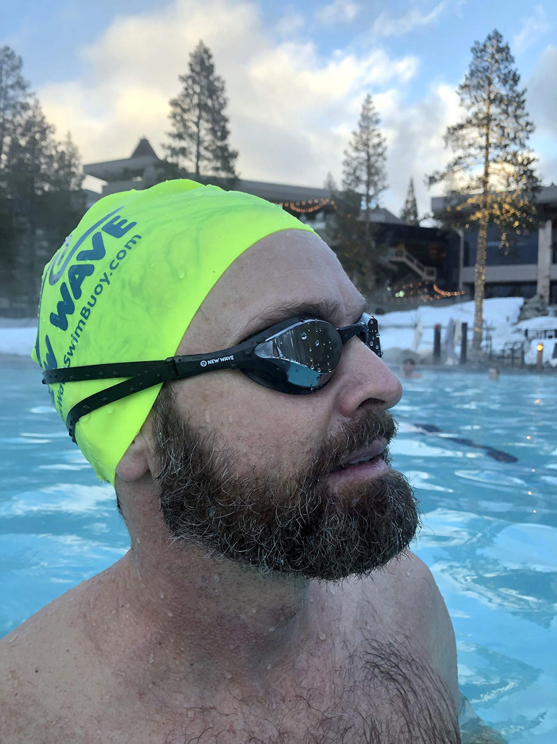 New Wave Swim Goggles with Protective Storage Case - Anti Fog Lenses, Four Nose Bridges for Triathlon & Open Water Swimming Nightfall = Smoke Lens in Black Frame - BeesActive Australia
