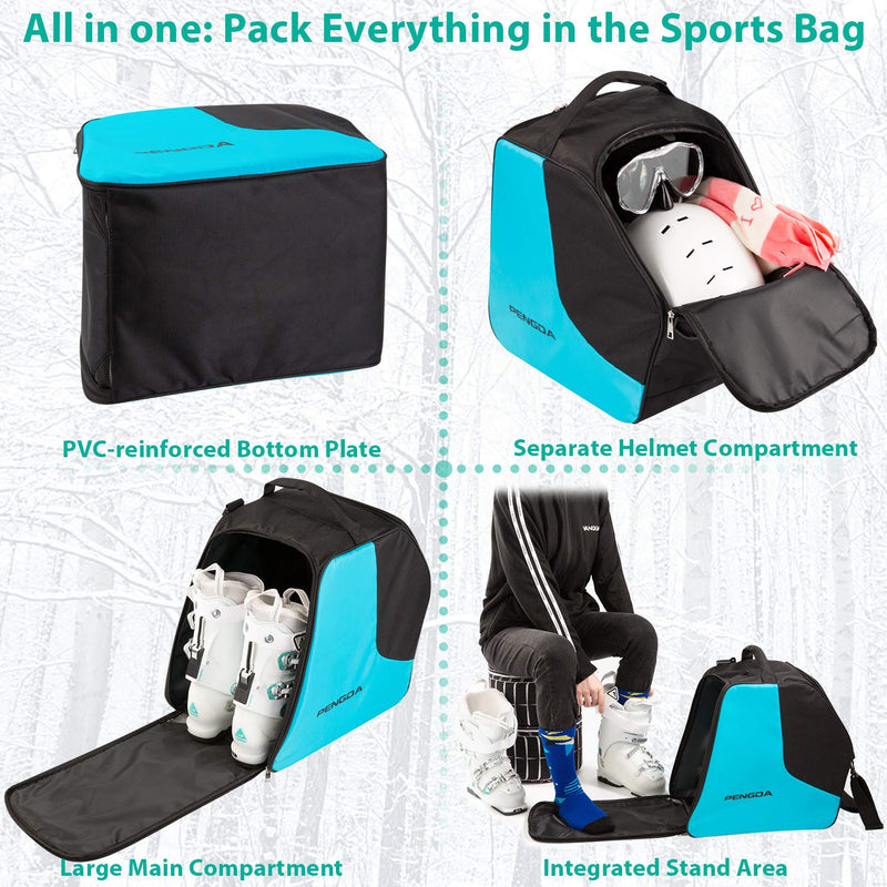 PENGDA Ski Boot Bag -Ski Boots Snowboard Boots Bag Waterproof Travel Boot Bag for Ski Helmets, Goggles, Gloves, Ski Apparel & Boot Storage(2 Separate Compartments) Black Blue - BeesActive Australia