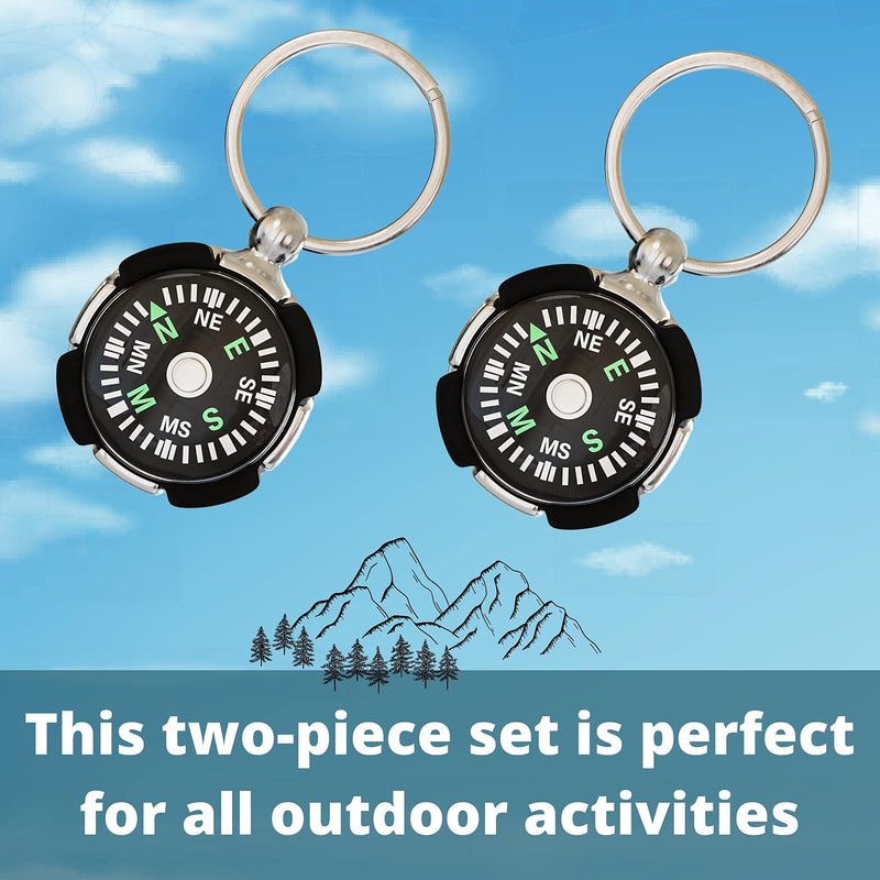 Mini Compass Keychain for Camping Climbing Hiking Traveling Shaped Small Keychain Pocket Style Metal Compass (2 Pack) - BeesActive Australia
