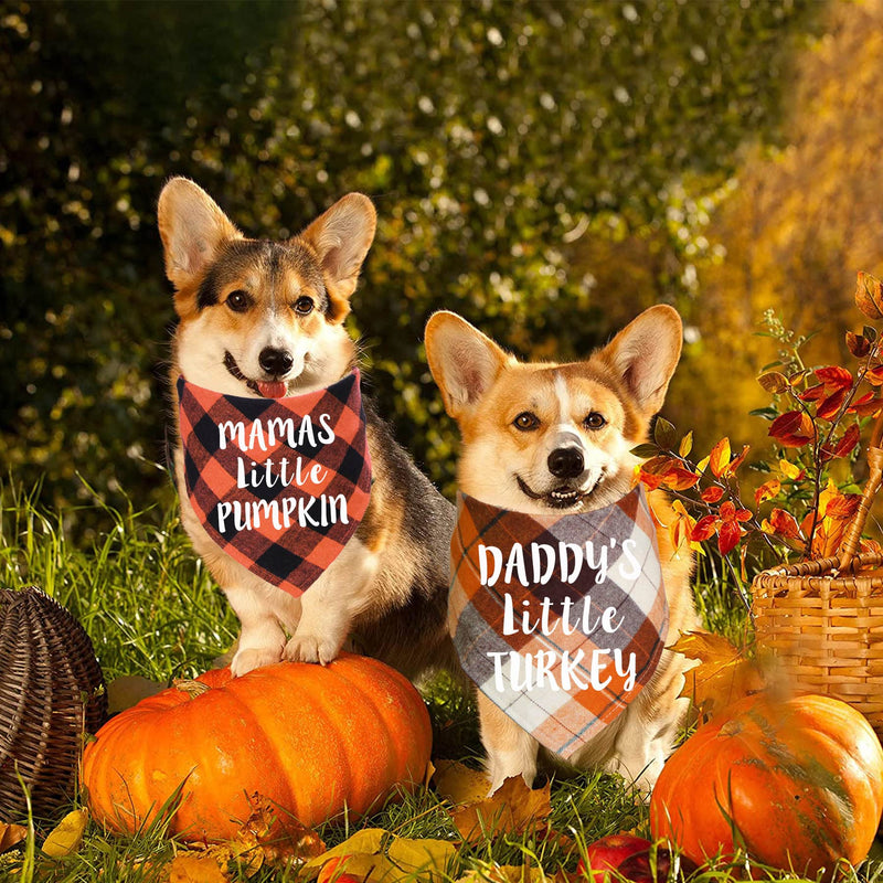 STMK Thanksgiving Day Dog Bandanas, 4 Pack Holiday Fall Plaid Dog Bandanas Scarf for Holiday Fall Thanksgiving Day Dog Puppy Costume - BeesActive Australia