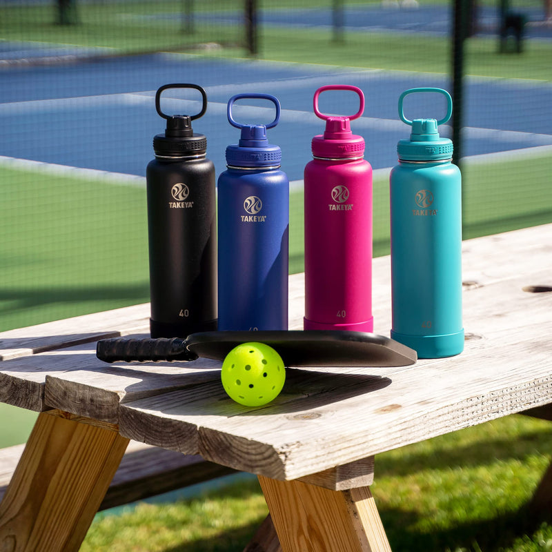 Takeya CP Signature Pickleball Insulated Water Bottle with Sport Spout Lid, 40 Ounce, Dropshot Teal 40 oz - BeesActive Australia