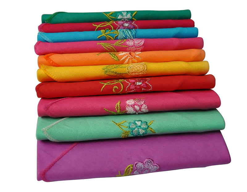 Caruso Italy Women's 100% Pure Cotton Hankerchief - Pack of 10 Dark Multicolor - BeesActive Australia