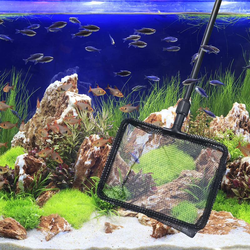POPETPOP Fish Net- Fine Mesh Fish Tank Net with Long Handle – Large Aquarium Fish Net with Extendable 25-34. 6 inch Long Handle Fish Tank Accessories - BeesActive Australia