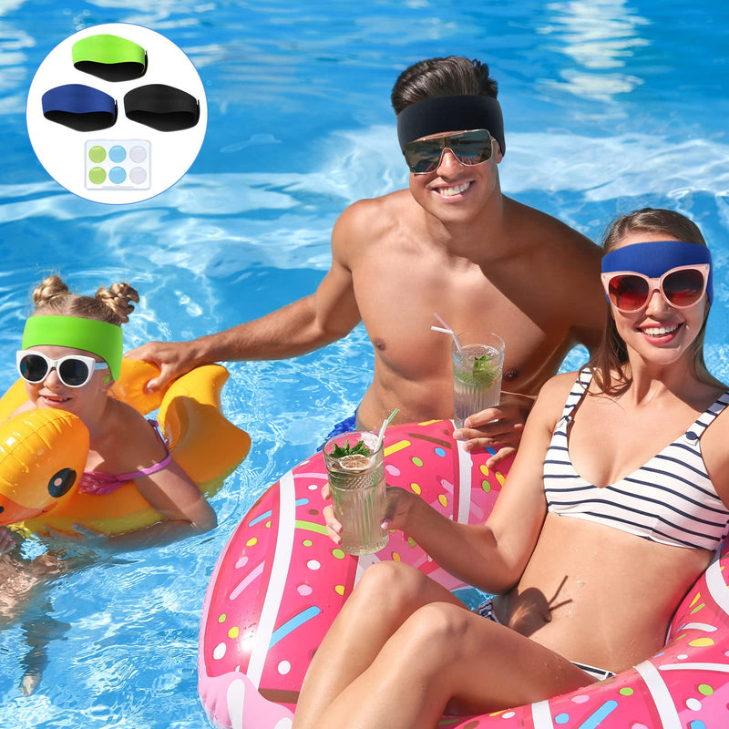 Swimming Headband Soft Silicone Earplugs Set, Including 3 Pcs Secure Swimmers Ear Band 3 Pairs Swimming Earplugs Swim Headbands for Kids Adults Moldable Ear Plugs for Swimming (Elegant Color) Elegant Color - BeesActive Australia