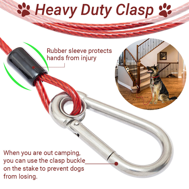 Short Dog Leash - Chew Proof 5 FT Dog Tie Out Cable with Reflective Soft Padded Handle for Training Walking Running Hiking Camping - Heavy Duty Lead Strong Dog Cable for Small Medium Large Dog Red - BeesActive Australia