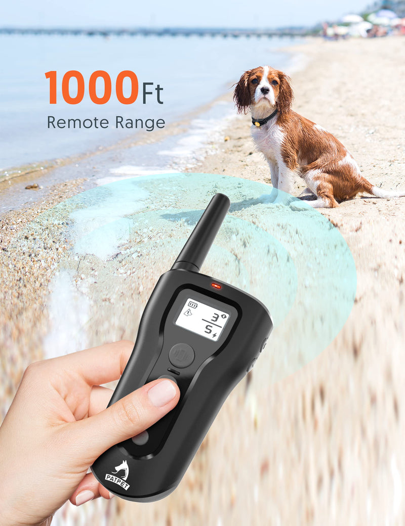 PATPET Dog Training Collar with Remote - Rechargeable Shock Collar for Medium Large Dogs 1000Ft Remote Range 3 Training Modes Black - BeesActive Australia