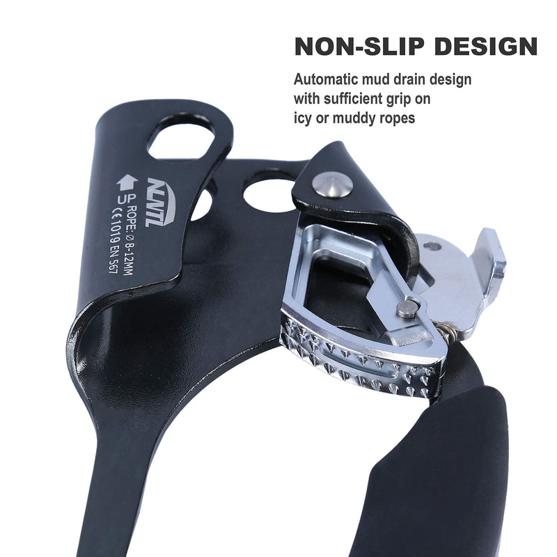WILDKEN Climbing Hand Ascender Outdoor Mountaineering Tree Arborist Climbing Rappelling Equip Hand Ascender for 8-12MM Rope Left Right Hand Ascender Black - Right - BeesActive Australia
