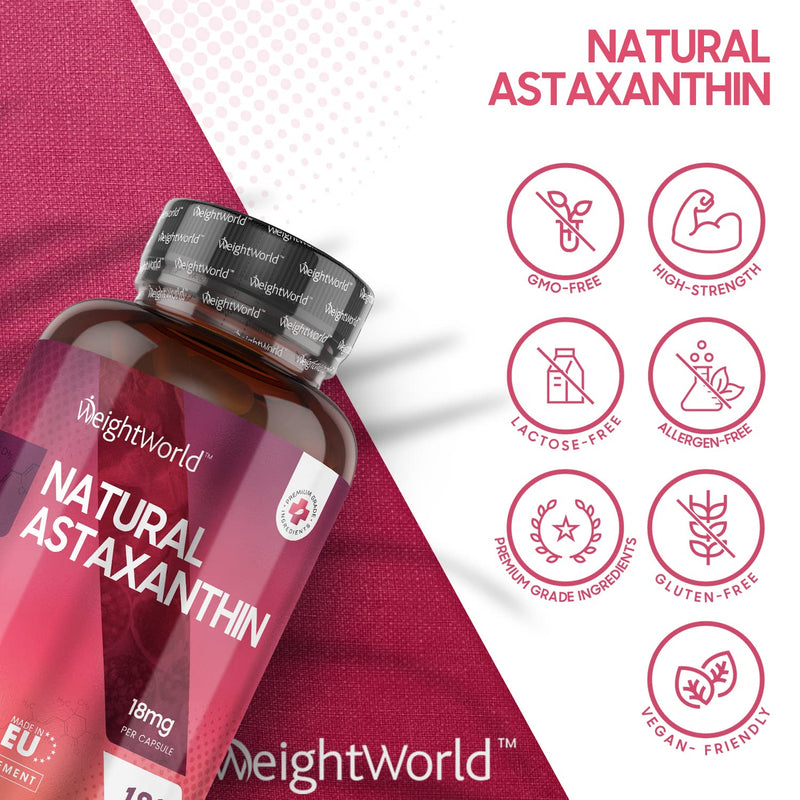 Vegan Astaxanthin High Strength 36mg Per 2 Capsules - 180 Astaxanthin Capsules with Hawaiian Haematococcus Pluvialis Algae - Pure & Natural Astaxanthin - Skin & Immunity Supplement - Allergen Free - BeesActive Australia