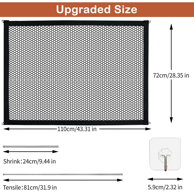Dog Gates for The House, Malydyox Mesh Baby Gates for Stairs with Portable Safety Fence Easily Install Anywhere, Child Gate for Doorways with 2pcs Stainless Steel Pole and 8pcs Hooks , 43'' X 29'' 43'' X 29'' - BeesActive Australia