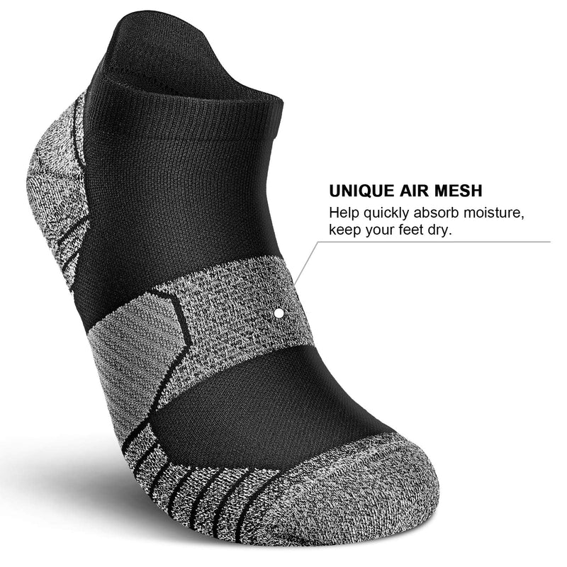 PAPLUS Compression Running Socks Women (6 Pairs), Ankle Athletic Socks Low Cut with Arch Support Black(6 Pairs) Small-Medium - BeesActive Australia