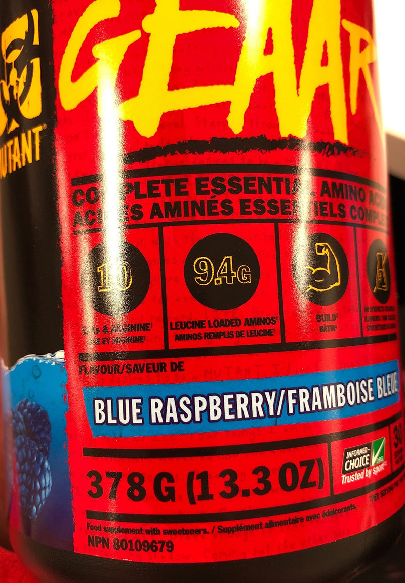 MUTANT GEAAR | 9.4g of EAA Powder + Arginine, 7g BCAAs, 4g Leucine, Electrolytes, Coconut Water, No Artificial Colours or Flavours | 30 Servings | Tropical Fruit Punch | 378g 378 g (Pack of 1) - BeesActive Australia