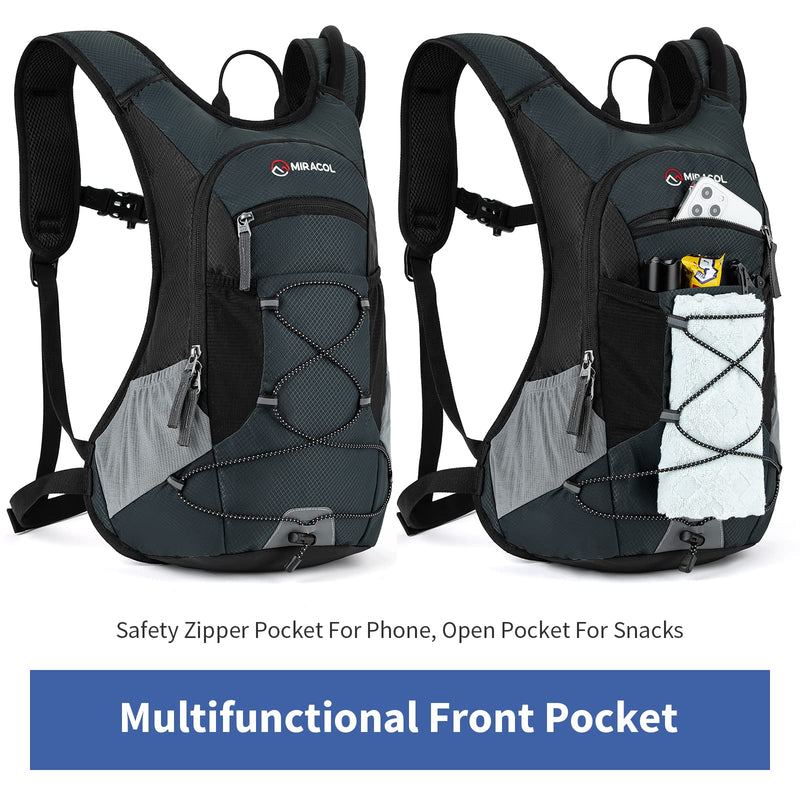 MIRACOL Hiking Hydration Backpack with 2L Leak Proof Water Bladder, Lightweight Insulated Water Pack for Men & Women, Compact & Comfortable Daypack for Running Hiking Cycling Climbing Camping Biking Dark Green - BeesActive Australia