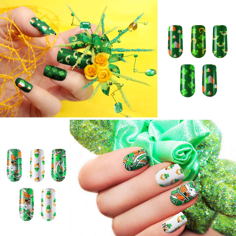 23 Sheets St Patrick's Day Nail Wraps Full Nail Art Polish Stickers Self-Adhesive Nail Art Decals Strips with Nail File for St Patrick's Women Girls Manicure DIY - BeesActive Australia