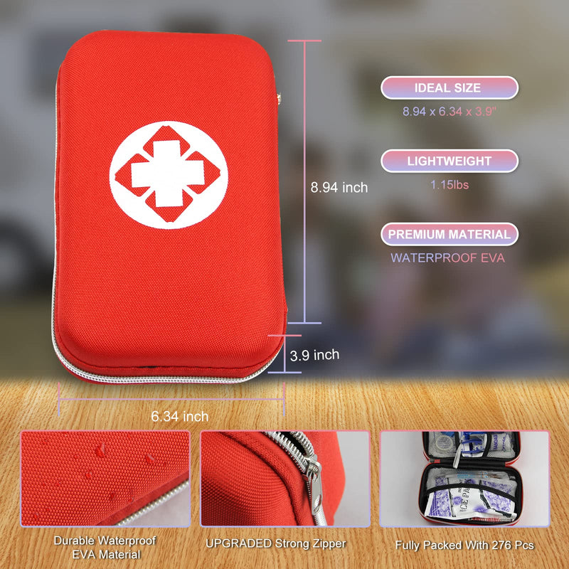 276PCS Personal First Aid Kit for Car Emergency Supplies Mini Compact Bag for Backpack, Basic Camping Essentials Survival Kit for Hiking Travel AMORNING - BeesActive Australia