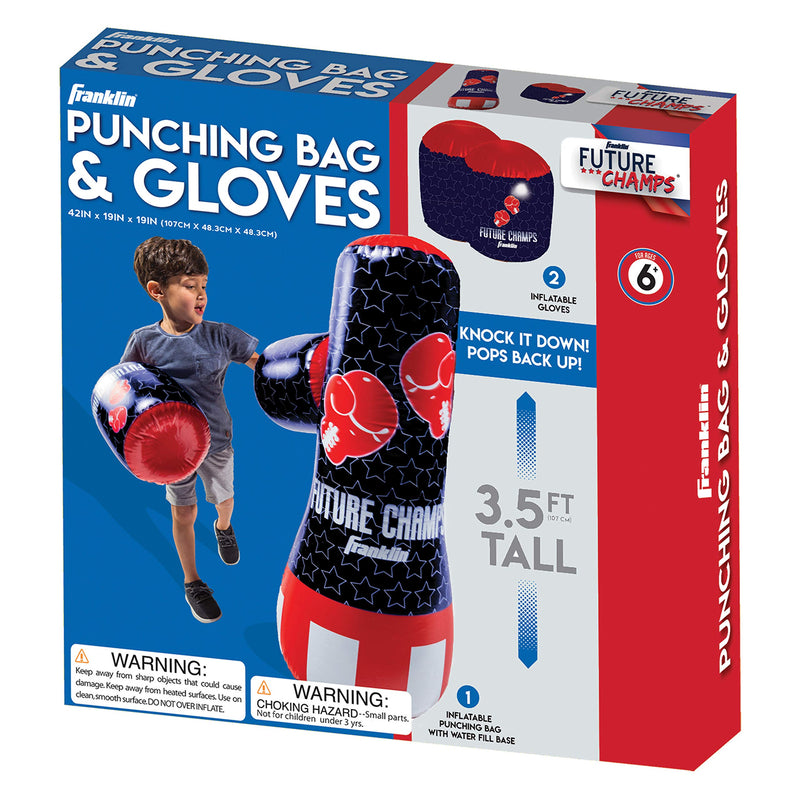 [AUSTRALIA] - Franklin Sports Inflatable Punching Bag & Glove Set - Future Champs - 42 x 19 x 19 inches 