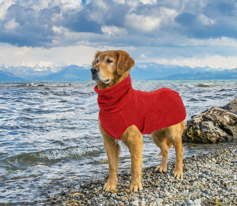 Geyecete Dog Bathrobe Towel Dog Drying Coat Robe Towel-Dry Fast Dog Bag-Microfiber Fabric Fast Drying Super Absorbent Pet Dog Cat Bath Robe Towel Large Red - BeesActive Australia