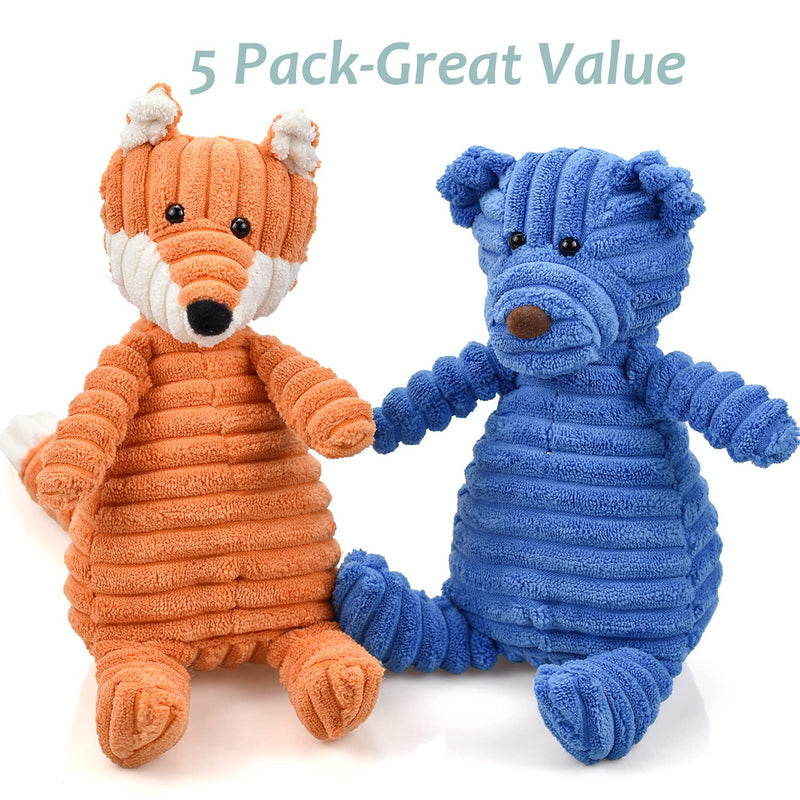 5Pack Dog Squeaky Plush Toys Puppy Toys Assortment Value Bundle Dog Toy for Puppies Bulk Large Dog Teething Toys Pet Chew Toys 5pack - BeesActive Australia