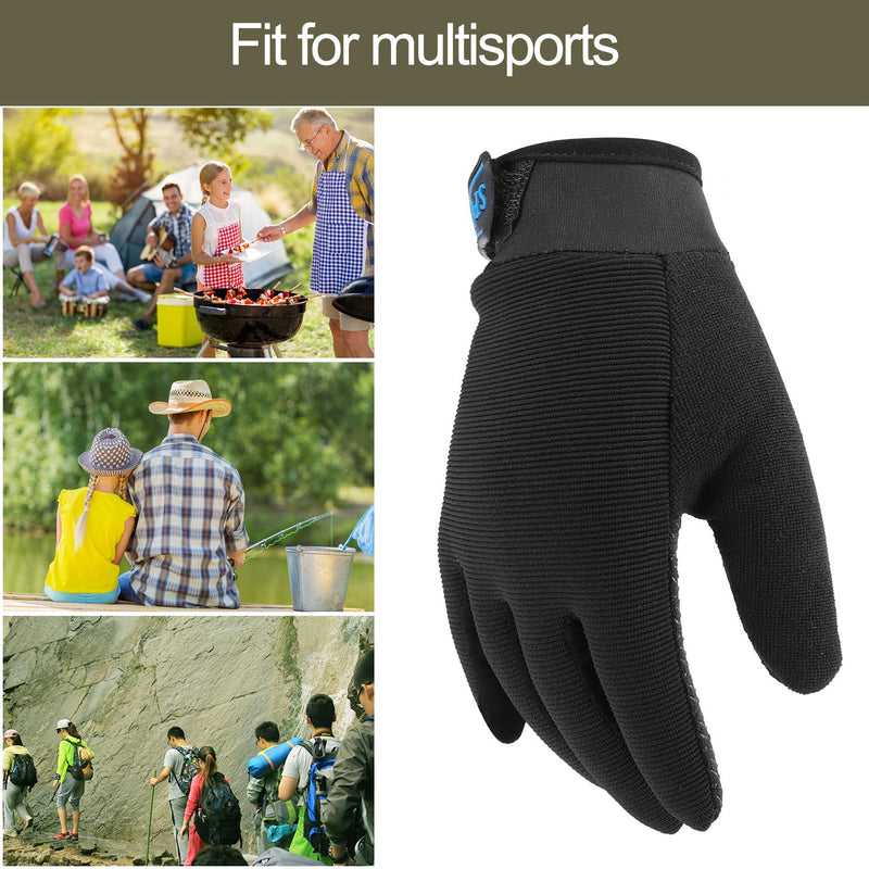 Accmor Kids Cycling Gloves, Kids Fishing Gloves, 4-10 Years Boys Girls Kids Sport Gloves, Breathable Non-Slip Full Finger Gloves for Child Cycling Climbing Riding Biking Outdoor Sports A-Black - BeesActive Australia