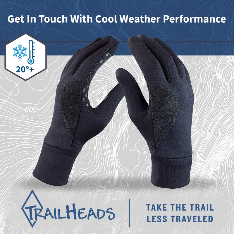 [AUSTRALIA] - TrailHeads Men’s Running Gloves - Black Touchscreen Gloves - Power Stretch Lightweight Gloves Large 
