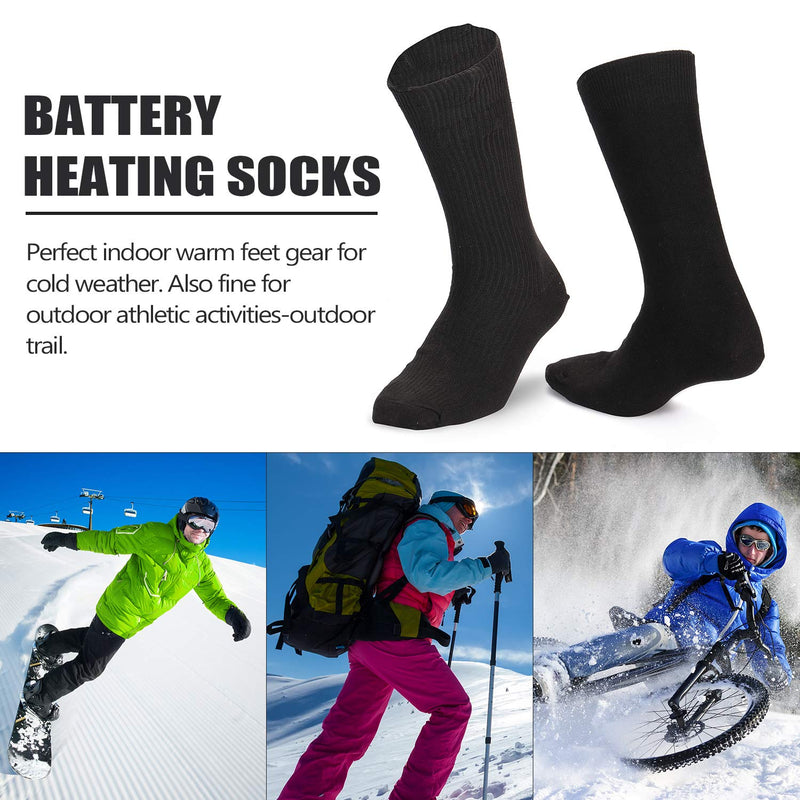 Heated Women Men Socks Washable Electric Thermal Heat Warming Cotton Socks for Unisex Cold Weather Outdoor Cycling Riding Camping Hiking Motorcycle Skiing black - BeesActive Australia