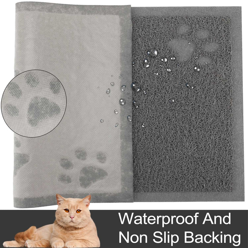 URDOGSL Cat Litter Mat, Premium Durable Cat Litter Trapping Mat for Litter Boxes, Water Resistant and Scatter Control Cat Feeding Mat, Non-Slip Backing, Easy to Clean 15.75"x11.75" Gray - BeesActive Australia