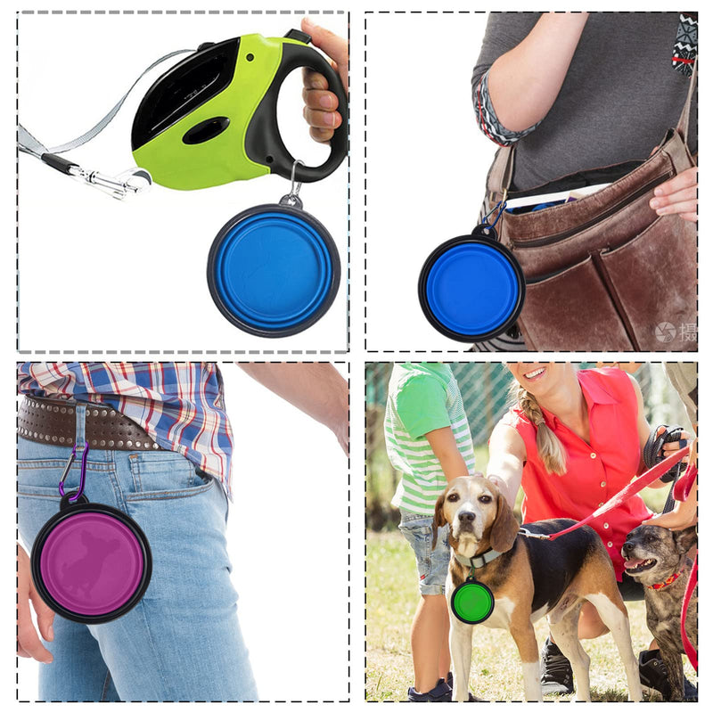 LAVAED 4 Pack Collapsible Dog Bowl Portable Foldable Travel Pets Bowls Cats Water Feeding Food Bowls Silicone Expandable Cup Dish Puppies for Walking Camping Outdoors with Carabiner Clip - BeesActive Australia