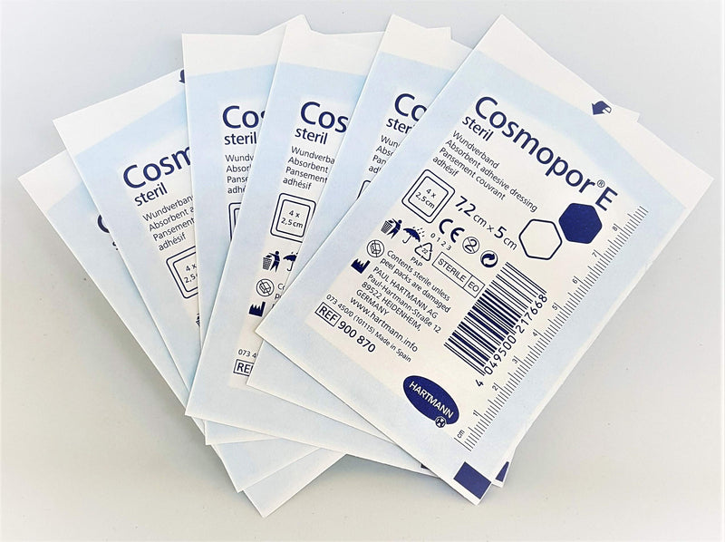 New Cosmopor-E Sterile Absorbent Adhesive Dressing, 7.2cm x 5cm, 2 Packs of 50 7.2X5 cm (Pack of 100) - BeesActive Australia