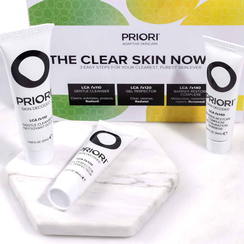 Priori Skincare Clear Skin Now Kit 3-Piece Travel Size Set for Teens, Women and Men, Face Cleanser, Pore Refiner and Oil-Free Antioxidant Moisturizer, Great for Beauty Gifts, Trials & Travel Sets - BeesActive Australia