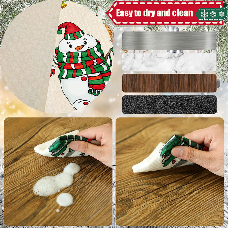 6 Pcs Christmas Swedish Themed Dishcloths Reusable Absorbent Swedish Style Cleaning Dishcloths Xmas Kitchen Dish Cloth Towels Cleaning Wipe for Home Party Clean Housewarming, 7 x 8 in (Cute Style) Cute Style 6 - BeesActive Australia