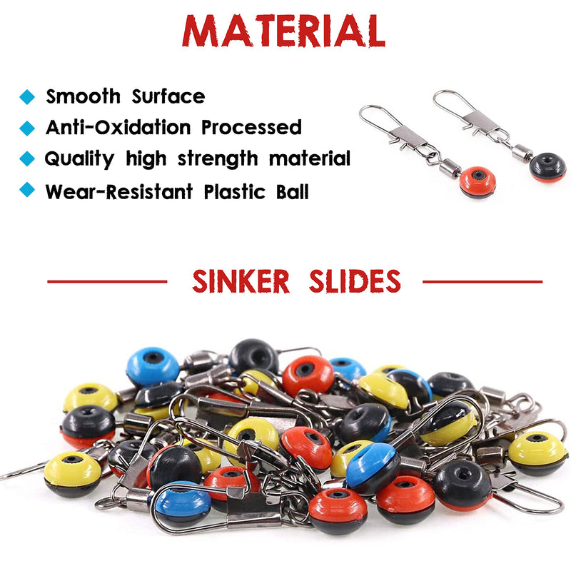 Fishing Line Sinker Slides Kit, Fishing Rig Floats Swivel Snap Clip Connector Catfish Tackle Box 150pcs/box - BeesActive Australia