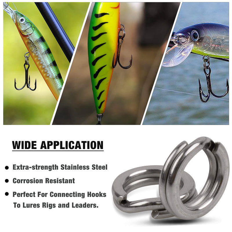 SILANON Stainless Steel Fishing Split Rings,120pcs Double Flat Wire Snap Ring Heavy Duty Lure Connector Fishing Tackle Saltwater 38-145LB 120pcs-5.0mm - BeesActive Australia